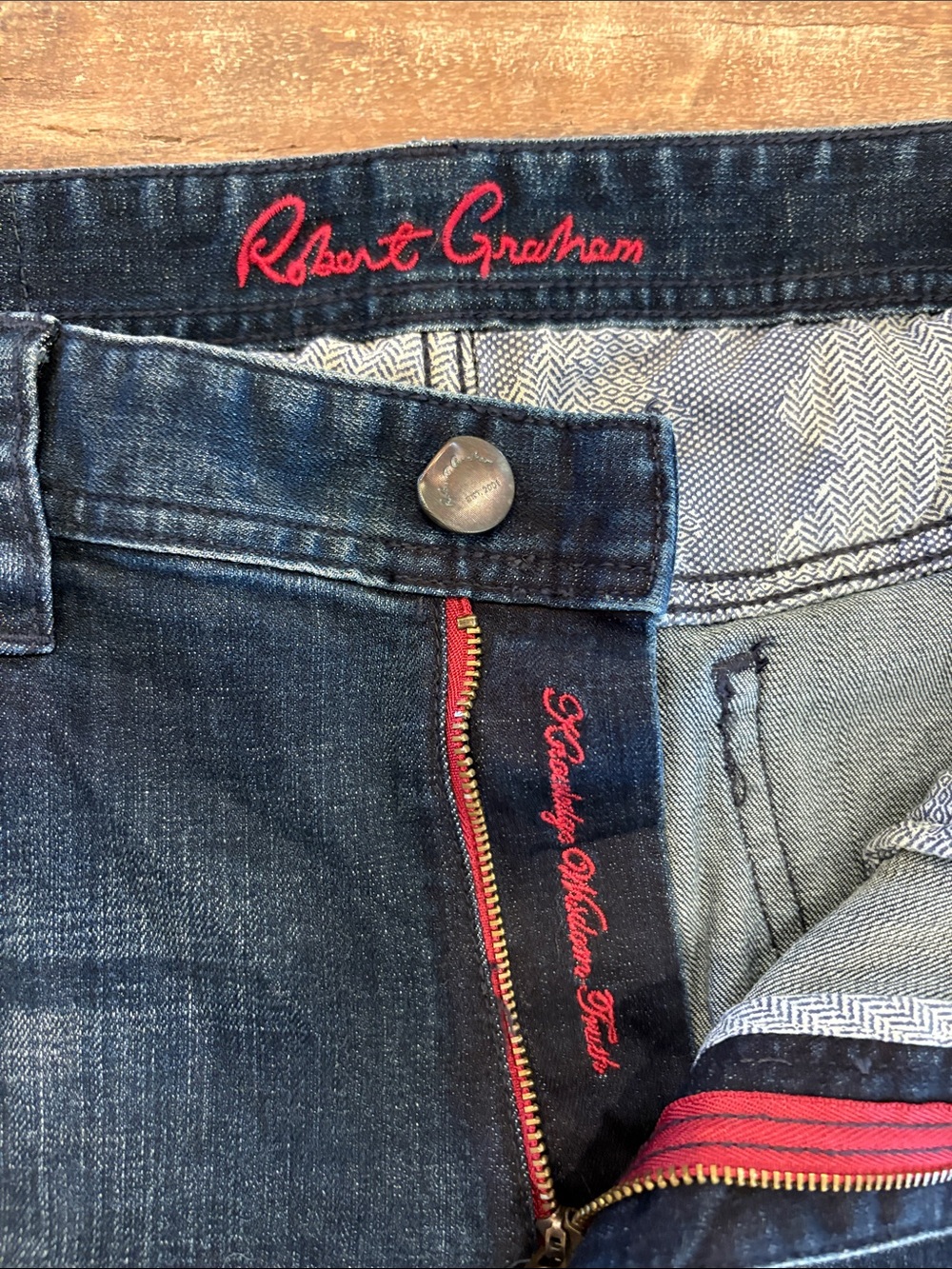 Robert Graham Slim Straight Jeans Men’s 33/31 Dark Wash Premium Stretch Denim - Picture 2 of 10
